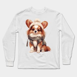 Winter Papillon Dog Long Sleeve T-Shirt